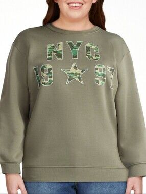 Wound Up Brand, Women's Olive Green Graphic Sweatshirt Size XL